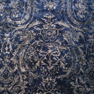 Heritage Luxury Blue Gilded Damask Velvet Curtain 4