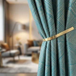 Hexagon Haven Geometric Teal Curtains 2