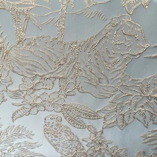 Jungle Jive Leopard and Parrot Duck Egg Blue Curtains with Gold Details 7