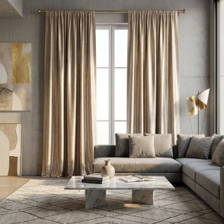 Luminous Luxe Metallic Cream Champagne Velvet Curtain 3