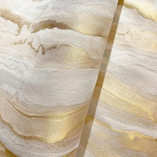 Marble Mirage Luxury Jacquard Abstract Cream & Gold Curtain 4