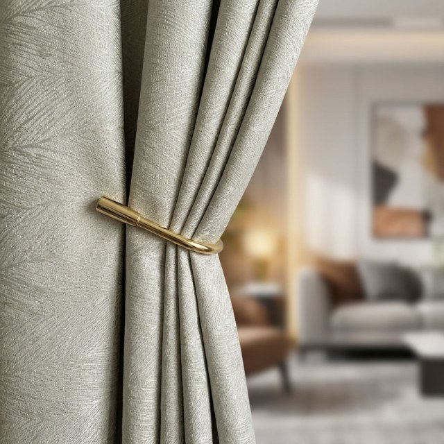 Mermaid Scales Cream Champagne Sparkle Curtain 1