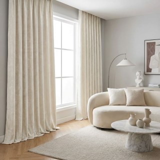 Premium Textured Cream Off White Velvet Curtain 3