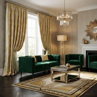 Prism Axis Art Deco Yellow and Gold Geometric Curtains 4