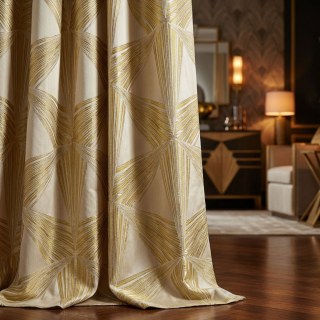 Prism Axis Art Deco Yellow and Gold Geometric Curtains 2