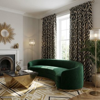 Savannah Jacquard Zebra Patterned Black and White Curtain