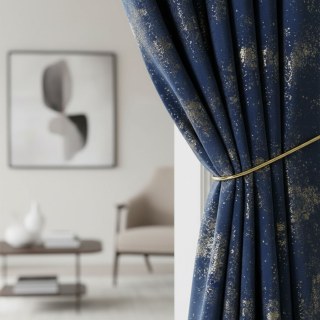 Sparkle Life Gold Glitter Blue Velvet Blackout Curtain Drapes