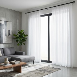 Touch of Sunshine White Heavy Semi Sheer Curtain