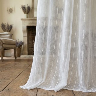 Whispering Waves Ivory White Shimmering Striped Sheer Curtain