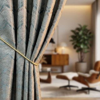 Zigzag Symphony Chevron Duck Egg Blue Faux Silk Modern Geometric Curtains