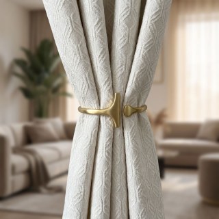 Diamond Patchwork Geometric Cream Off White Chenille Curtain 3