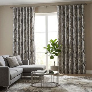 Metallic Serpent Jacquard Gray Silver Animal Print Curtains 3