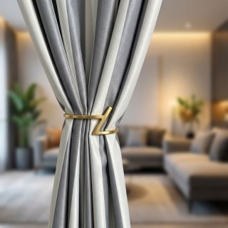 Sleek Gray and White Satin Striped Curtain 3