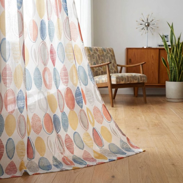 Infinity Multicolor Red Modern Geometric Sheer Curtain 1