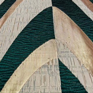 Ocean Wave Elegance Dark Green and Gold Art Deco Geometric Curtains 2