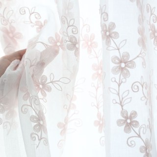 Touch Of Grace Embroidered Blush Pink Flower Sheer Curtain 6