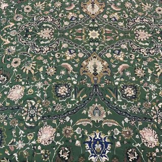 Zanjan Zen Vintage Emerald Green Persian Floral Velvet Curtains 5