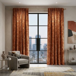 Enigma Sheen Terracotta Orange Gilded Velvet Curtains