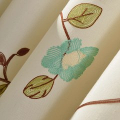 Floral Journey Sage Embroidered Curtain