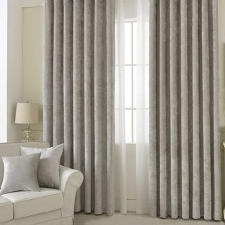 Luxury Silver Gray Chenille Curtain Drapes 2