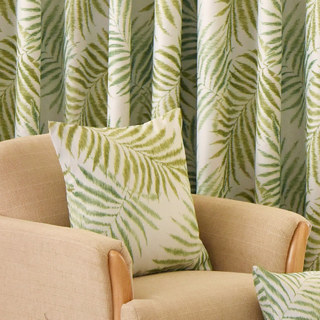 Palm Tree Leaves Green Curtain with Green Border 7