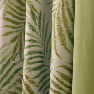 Palm Tree Leaves Green Curtain with Green Border 4