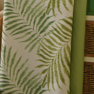 Palm Tree Leaves Green Curtain with Green Border 5