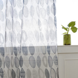Infinity Blue Gray Modern Geometric Sheer Curtain 1