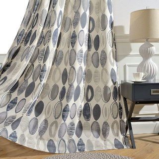 Infinity Blue Gray Modern Geometric Patterned Curtain 3