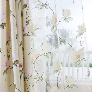 Morning Flower Pink Sheer Curtain 1