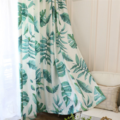 Tropical Jungle Palm Tree Green Leaf Curtain 1