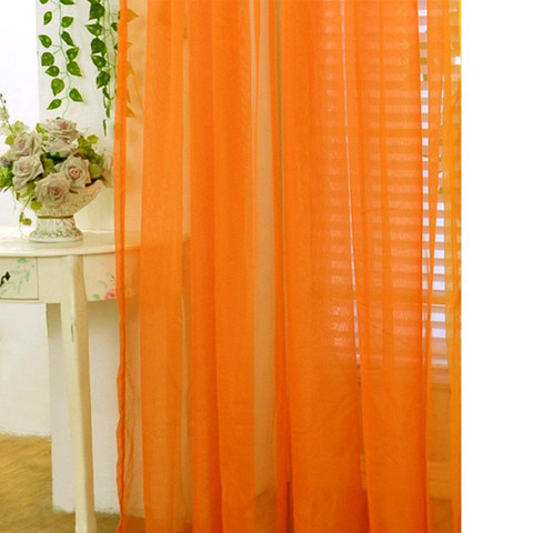 Smarties Orange Soft Sheer Curtain 1