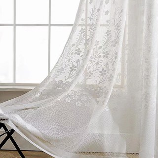 Spring Time Daisy Jacquard White Heavy Net Curtains 2