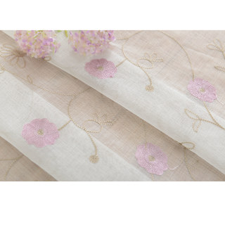 Floral Affairs Pink Flower Embroidered Sheer Curtain 9