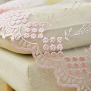 Small Great Things Pink Flower Embroidered Sheer Curtain 5