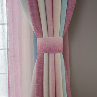 Sea Breeze Cocktail Sea Blue and Tropic Pink Striped Curtain