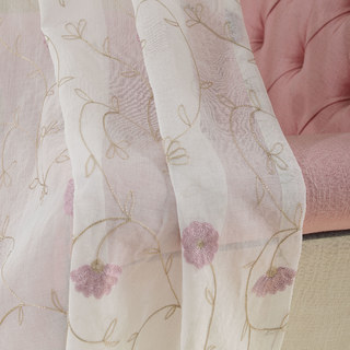 Floral Affairs Pink Flower Embroidered Sheer Curtain 8
