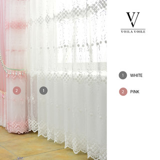 Small Great Things Pink Flower Embroidered Sheer Curtain 7