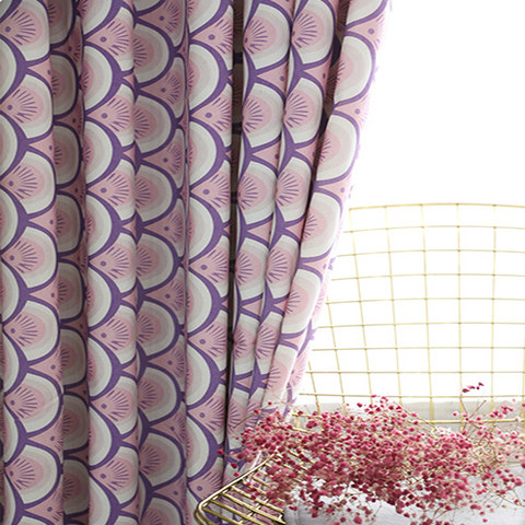 Hello Sunshine Modern Art Deco Pink Patterned Curtain Drapes 1