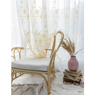 Buttercup Gold Embroidered Sheer Curtains 2