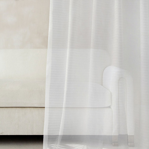 Tide Luxury Horizontal Striped White Sheer Curtain 1