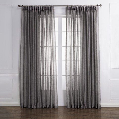 Daytime Textured Weaves Charcoal Light Gray Sheer Curtain 1