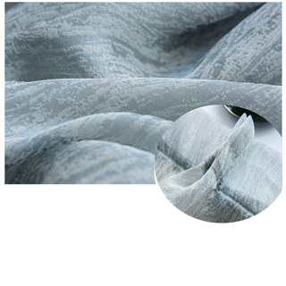 Silk Waterfall Gray Blue Striped Chiffon Sheer Curtain with Soft Sheen 4