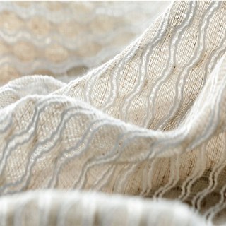 Wave Some Magic Oatmeal Cotton Blend Net Trellis Heavy Sheer Curtain 9
