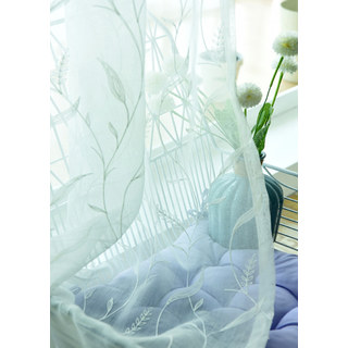 Dreamy Heather Ivory White Embroidered Sheer Curtain 6