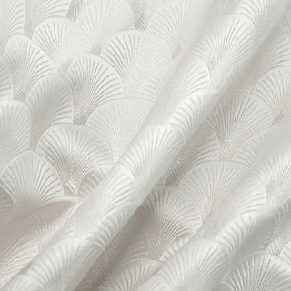 The Roaring Twenties Luxury Art Deco Shell Patterned Cream Ivory Curtain Drapes 6