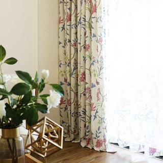 Bringing the Garden Indoors Bird and Vine Floral Jute Style Curtain 4