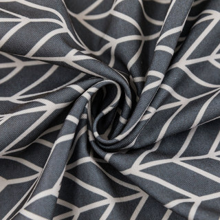 Shard Mid Century Modern Dark Charcoal Herringbone Curtain with Black Tassel 19