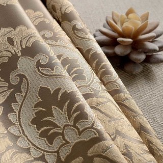 Demure Florals Damask Jacquard Brown Curtain Drapes 2