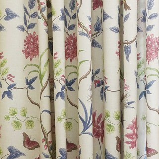 Bringing the Garden Indoors Bird and Vine Floral Jute Style Curtain